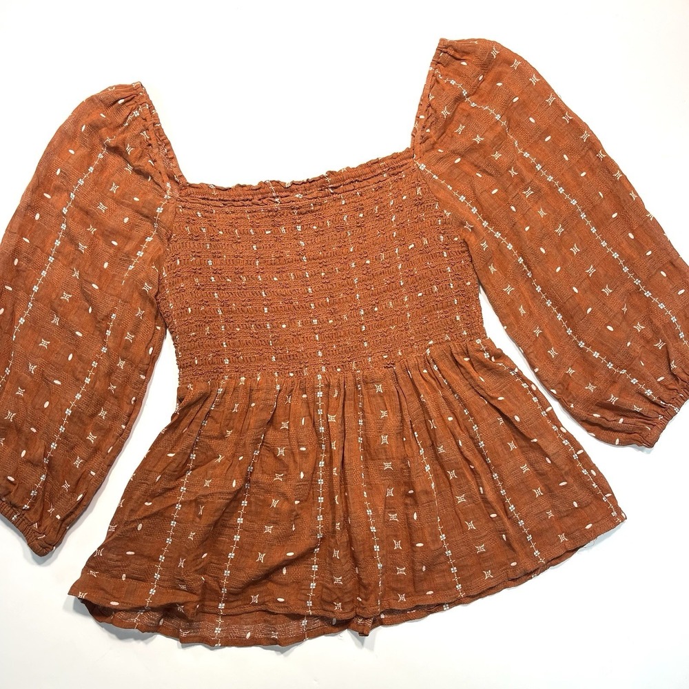 Good Hart By Matilda Jane Women's Smocked Puff Sleeve Top Burnt Orange Medium
